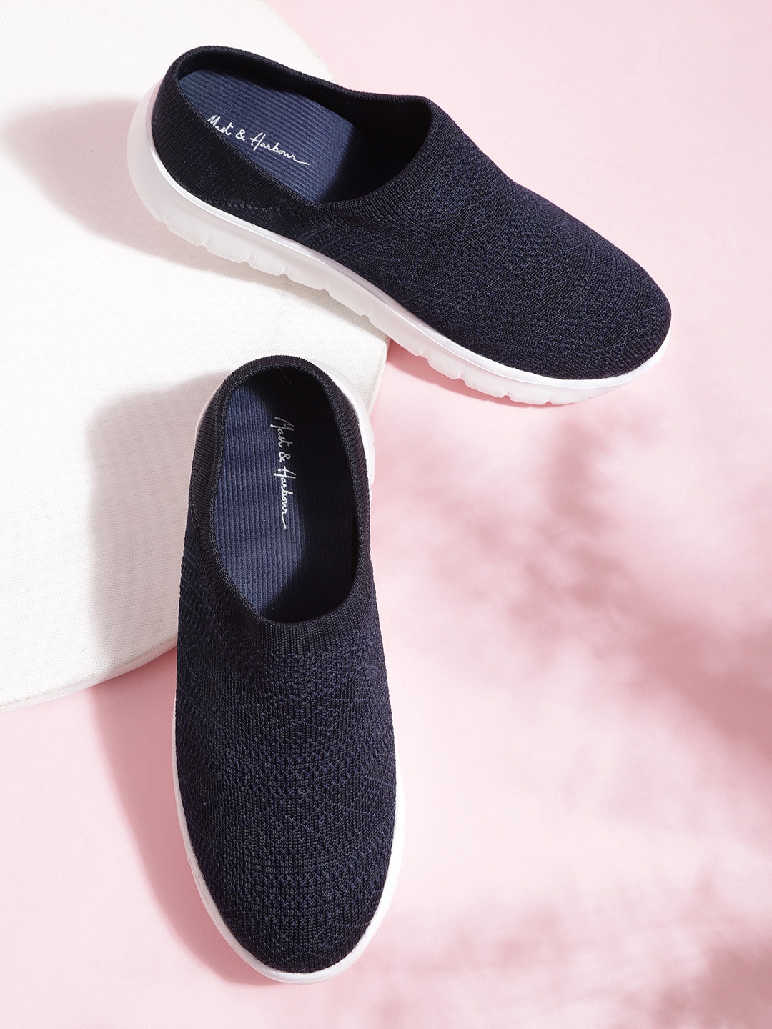 

Mast & Harbour Women Navy Blue Woven Design Sneakers