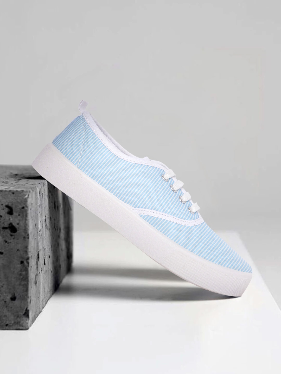 

Mast & Harbour Women Blue & White Striped Sneakers