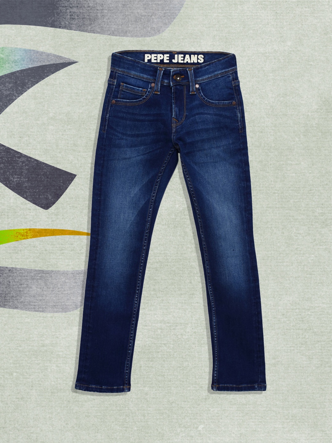 

Pepe Jeans Boys Navy Blue Slim Fit Mid-Rise Clean Look Stretchable Jeans