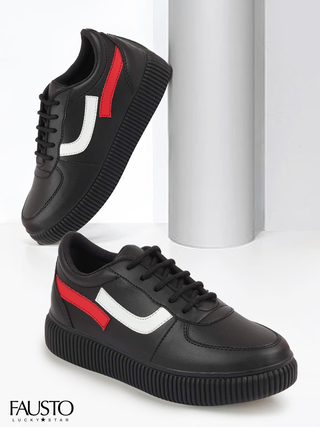 

FAUSTO Women Black Colourblocked PU Sneakers