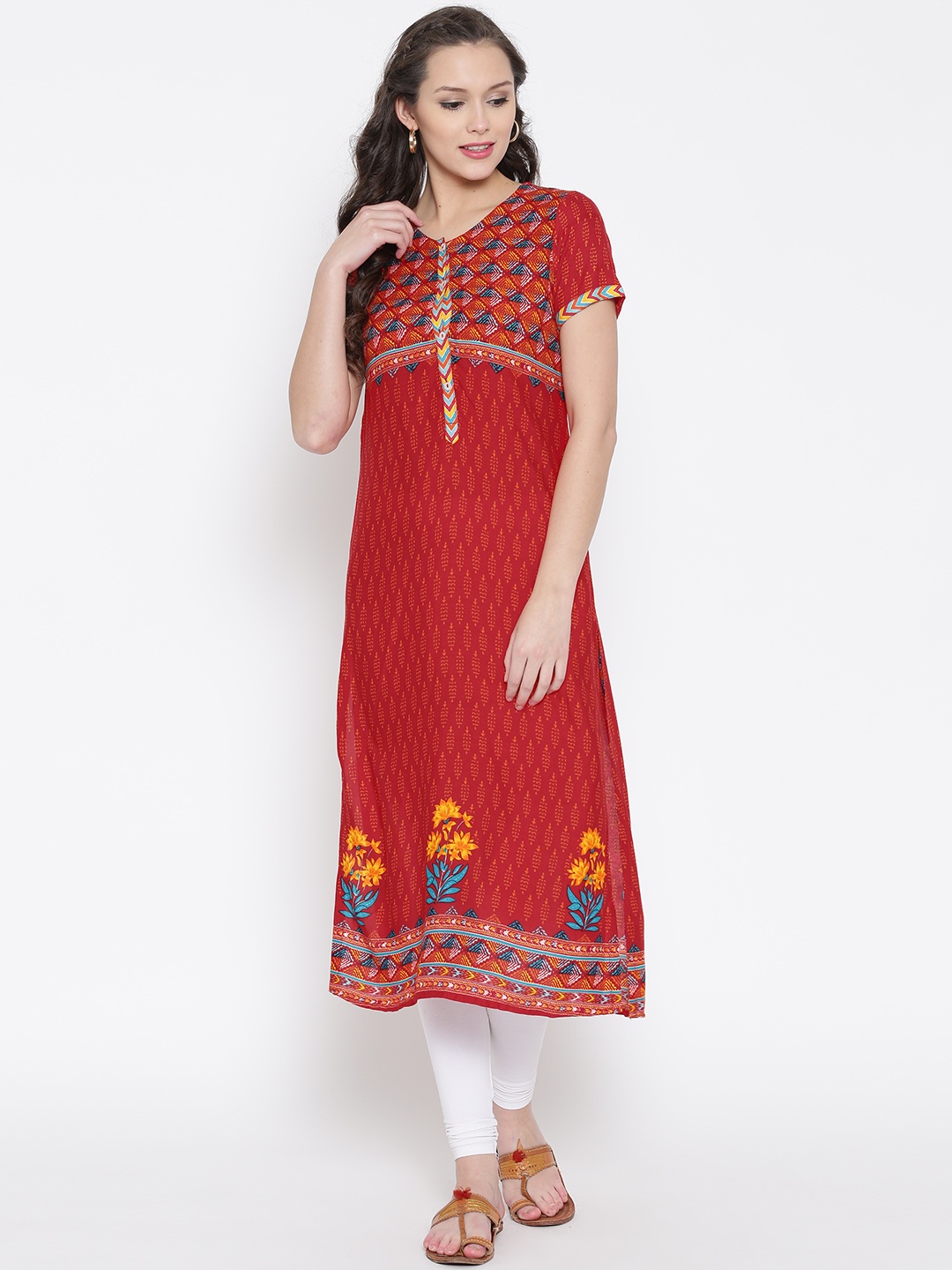 

BIBA Red Printed Kurta