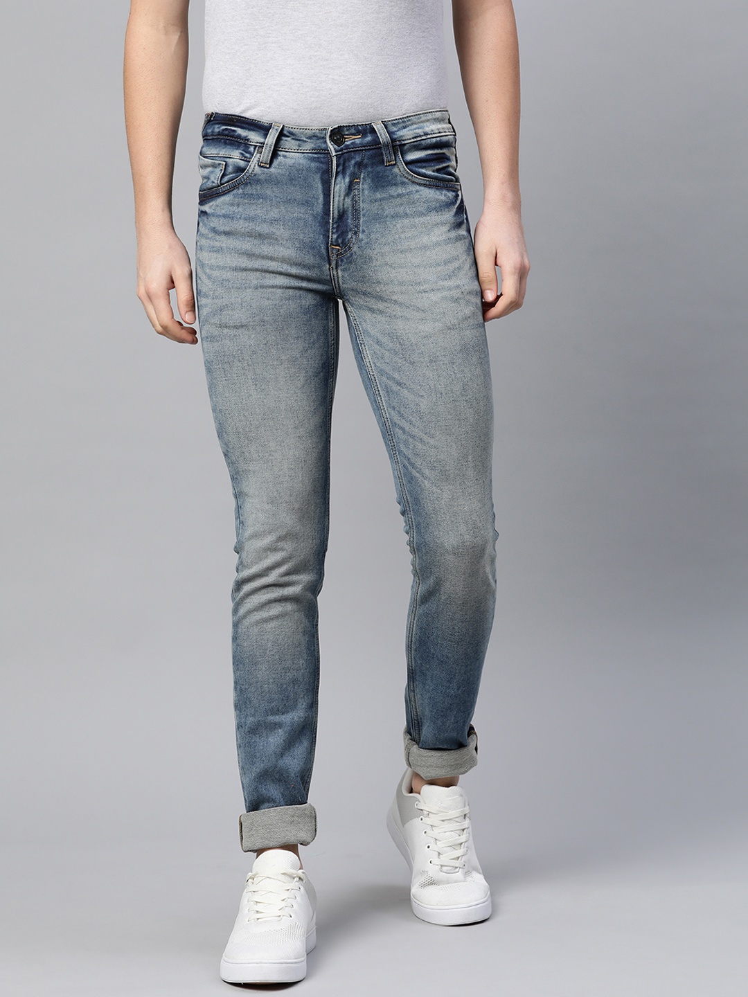 

Blackberrys Men Blue Skinny Fit Low-Rise Heavy Fade Stretchable Jeans