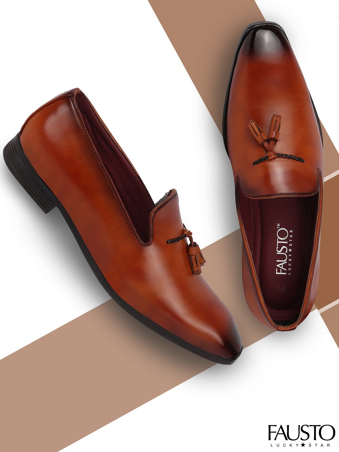 

FAUSTO Men Tan PU Loafers