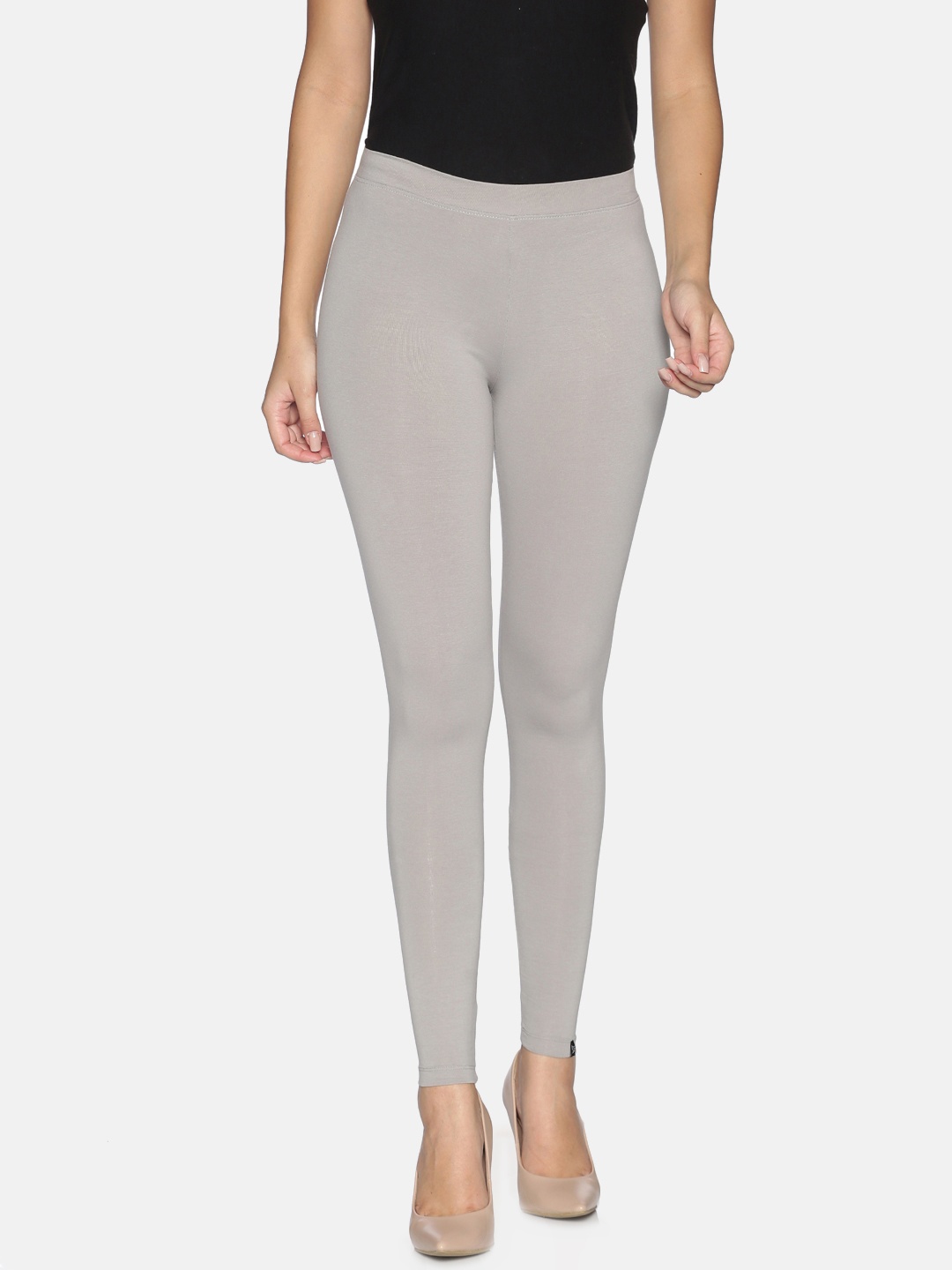 

TWIN BIRDS Women Grey Melange Solid Ankle Length Leggings