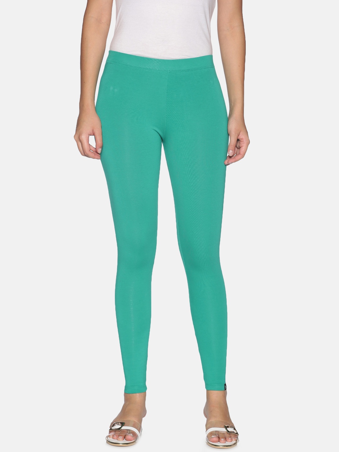 

TWIN BIRDS Women Green Solid Ankle-Length Leggings