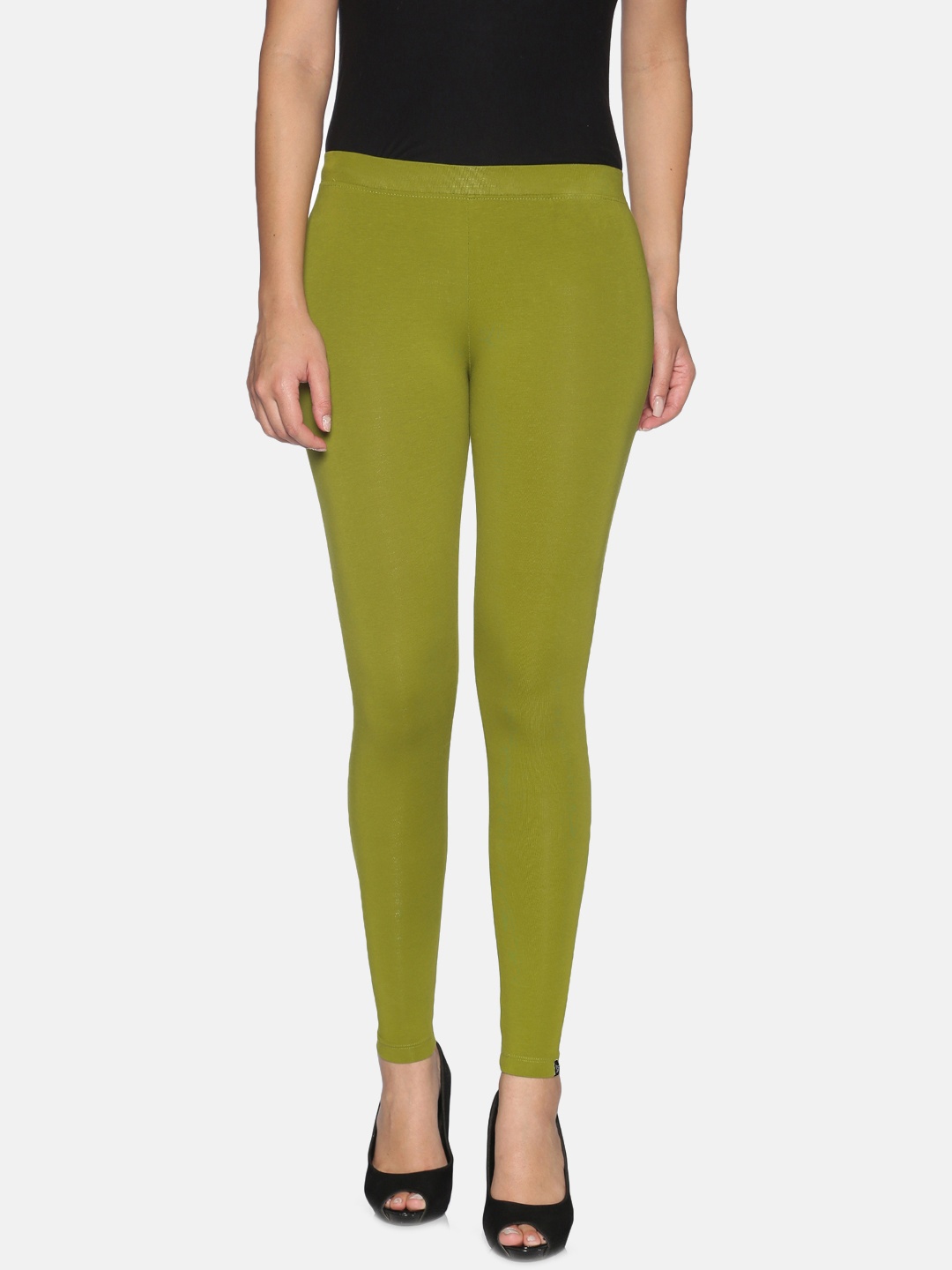 

TWIN BIRDS Women Olive Green Solid Ankle Length Leggings
