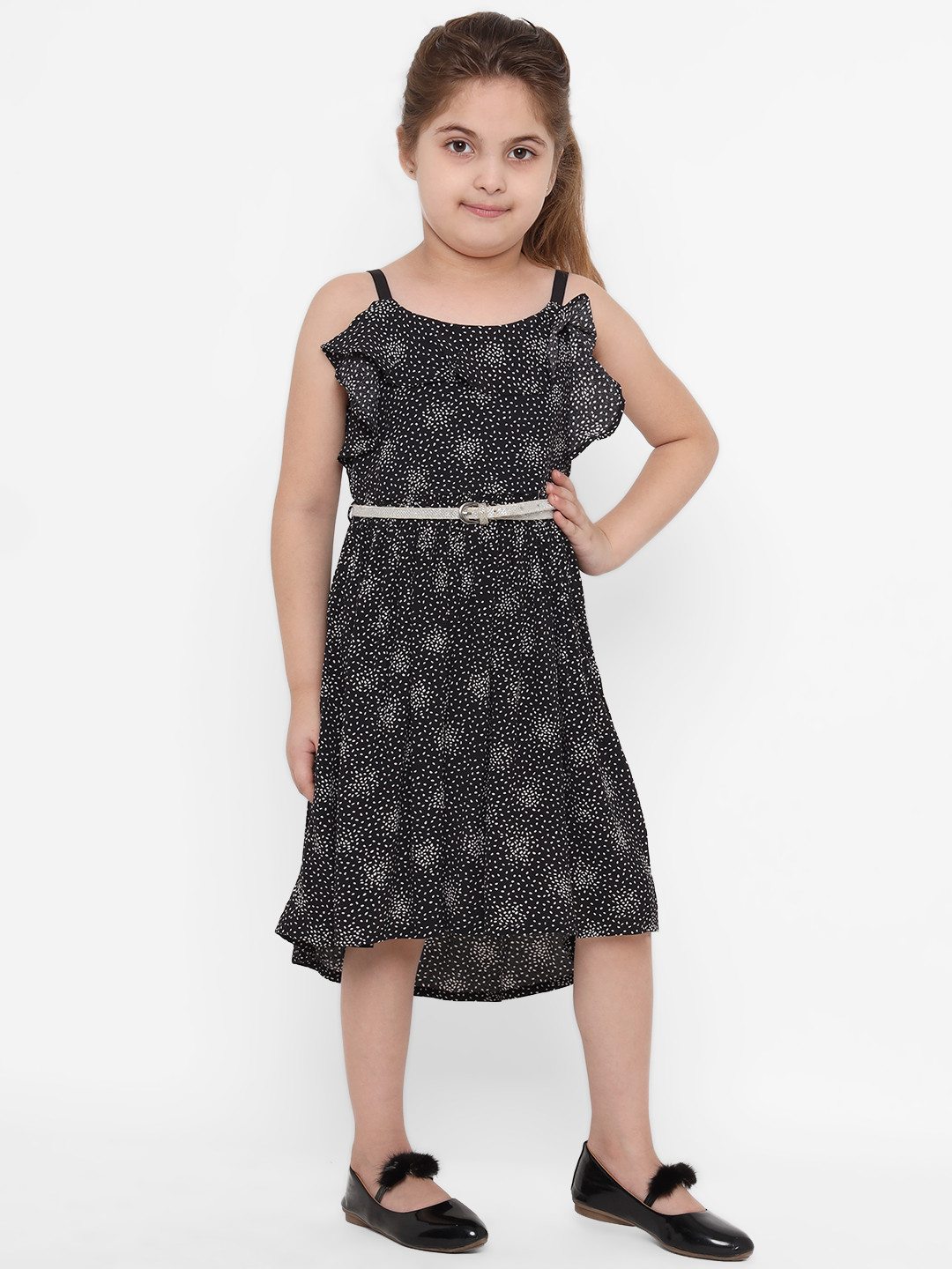 

Nauti Nati Girls Black & White Printed Fit and Flare Dress