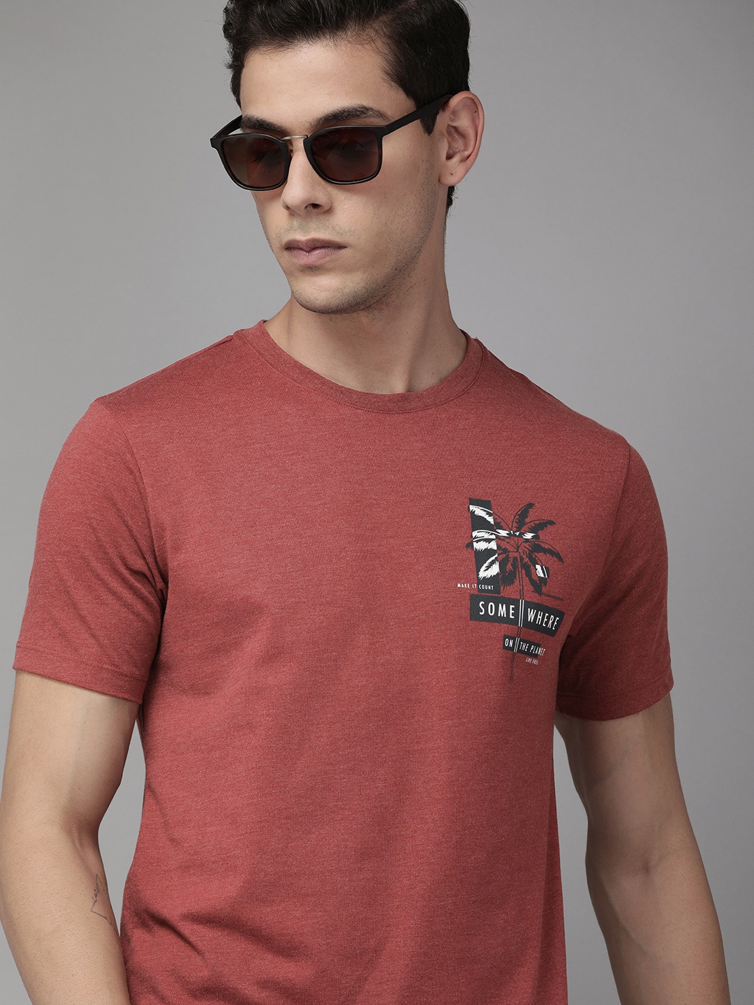 

Blackberrys Men Maroon Placement Printed T-shirt