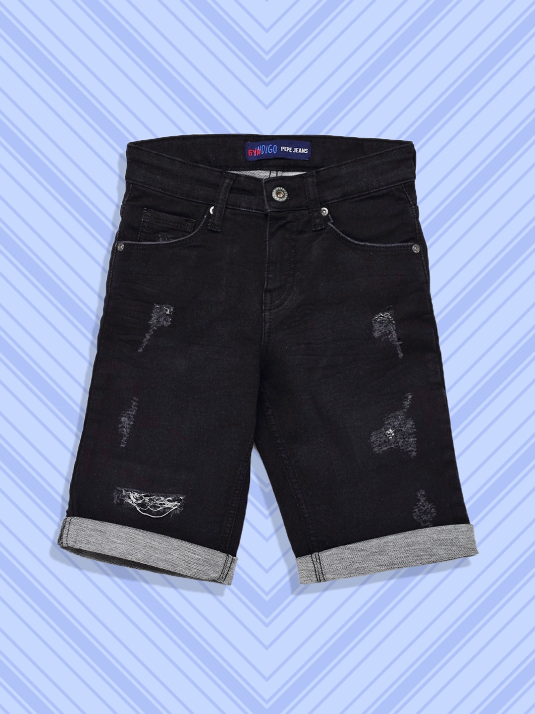 

Pepe Jeans Boys Black Solid Slim Fit Denim Shorts