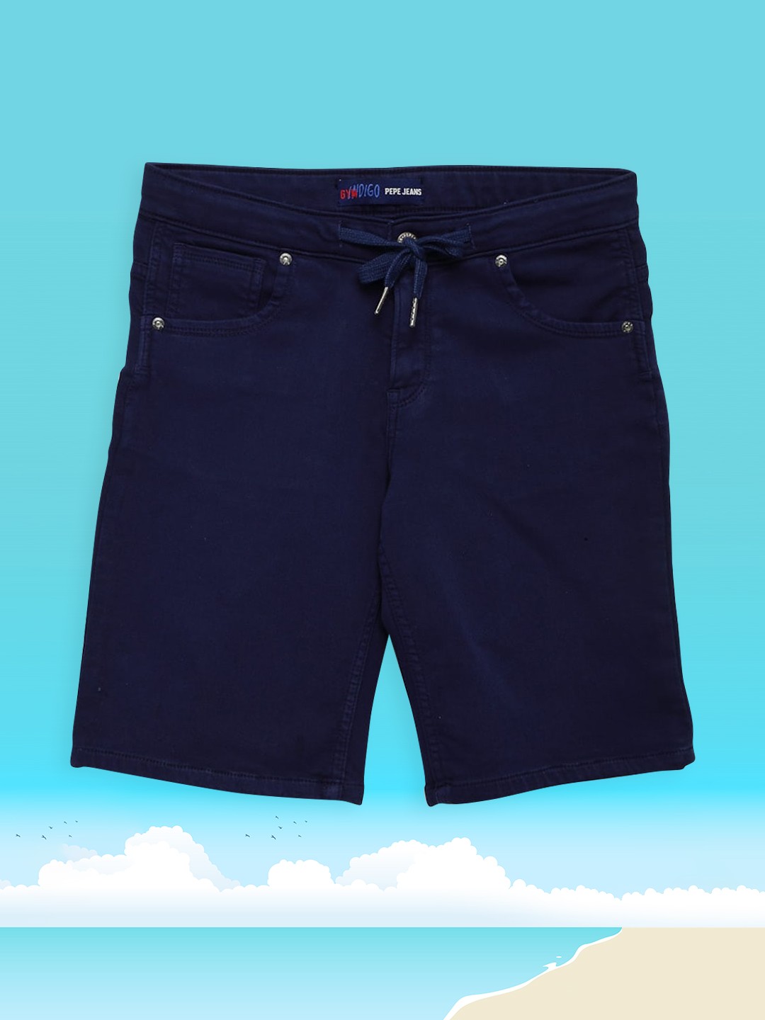 

Pepe Jeans Boys Navy Blue Solid Regular Fit Denim Shorts