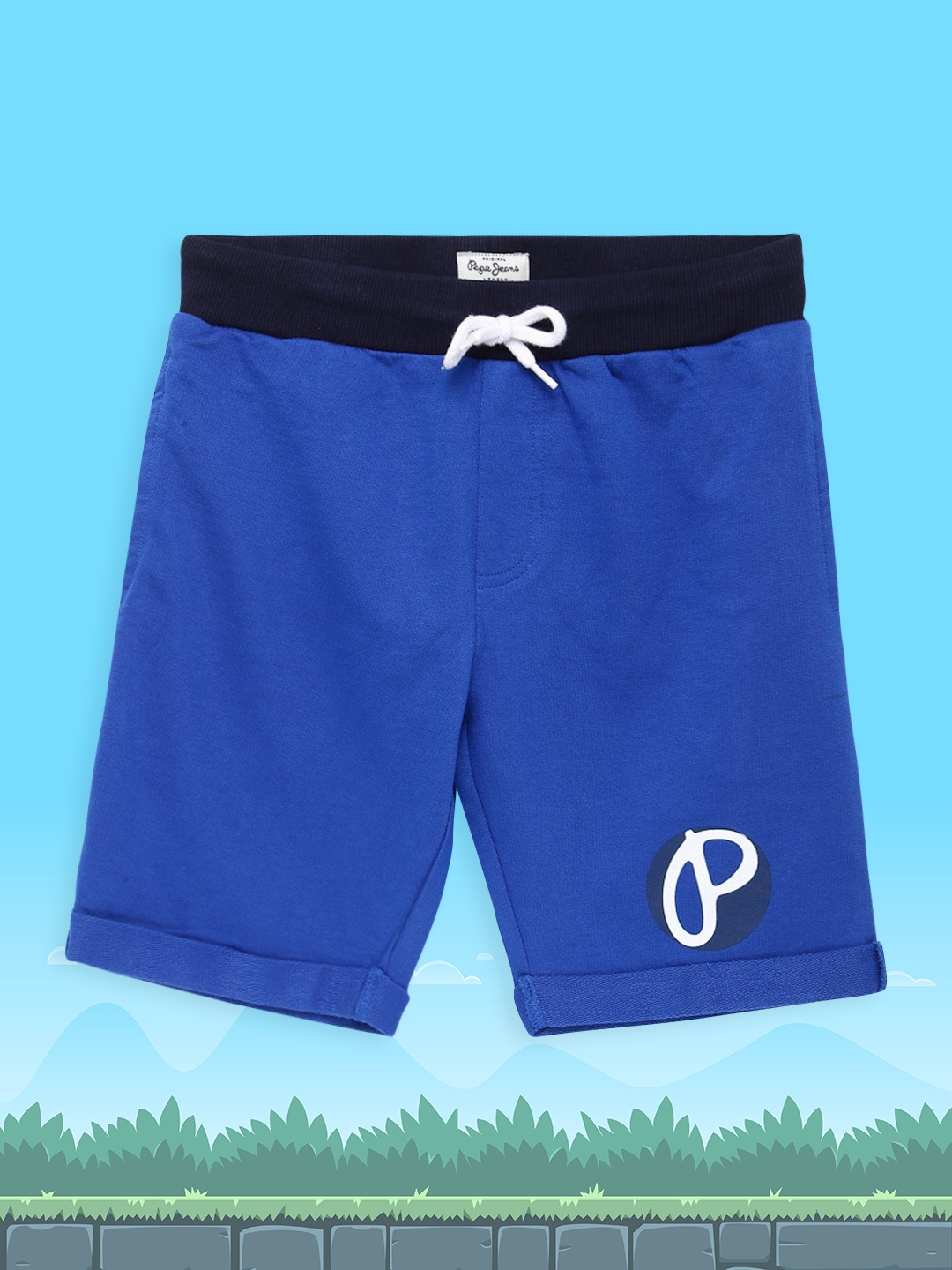 

Pepe Jeans Boys Blue Solid Regular Fit Regular Cotton Shorts