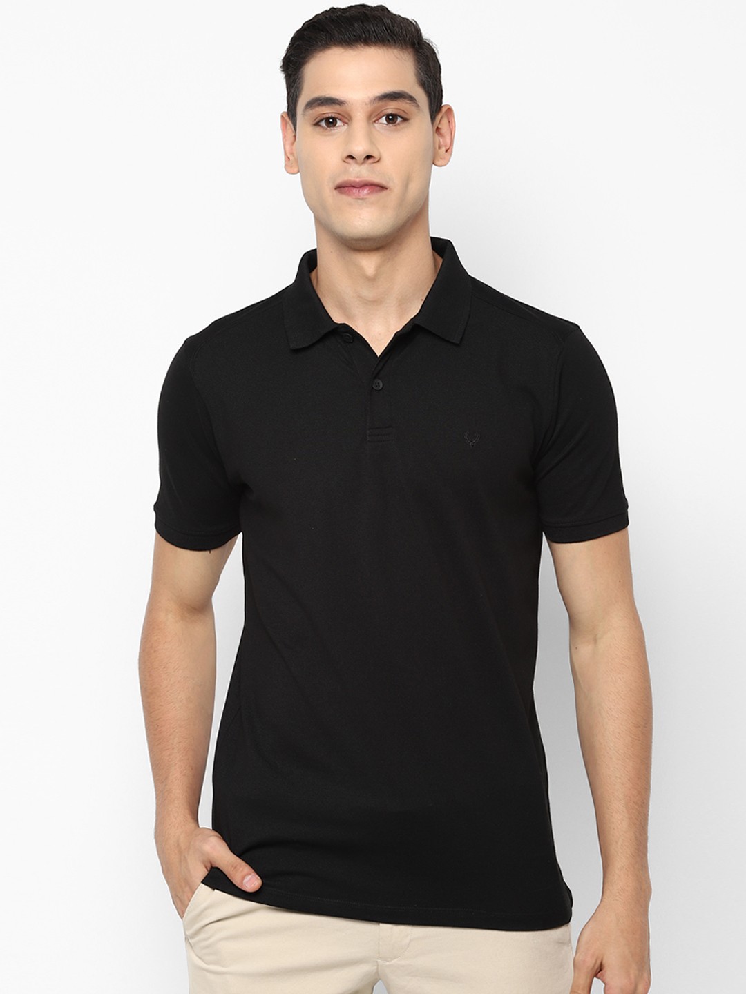 

Allen Solly Men Black Solid Polo Collar T-shirt