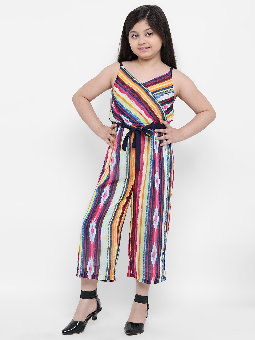 

Natilene Girls Multicolored Striped Jumpsuit, Multi