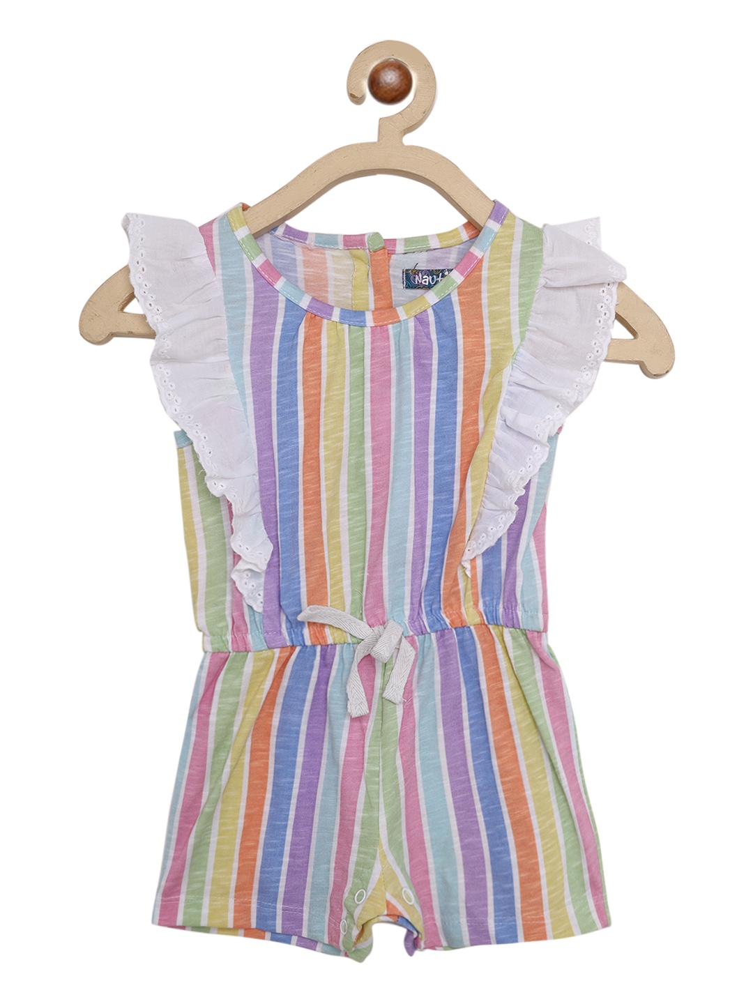 

Nauti Nati Girls White & Pink Striped Playsuit