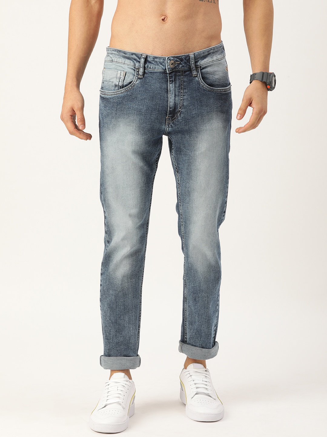 

Flying Machine Men Blue Slim Tapered Fit Light Fade Stretchable Jeans