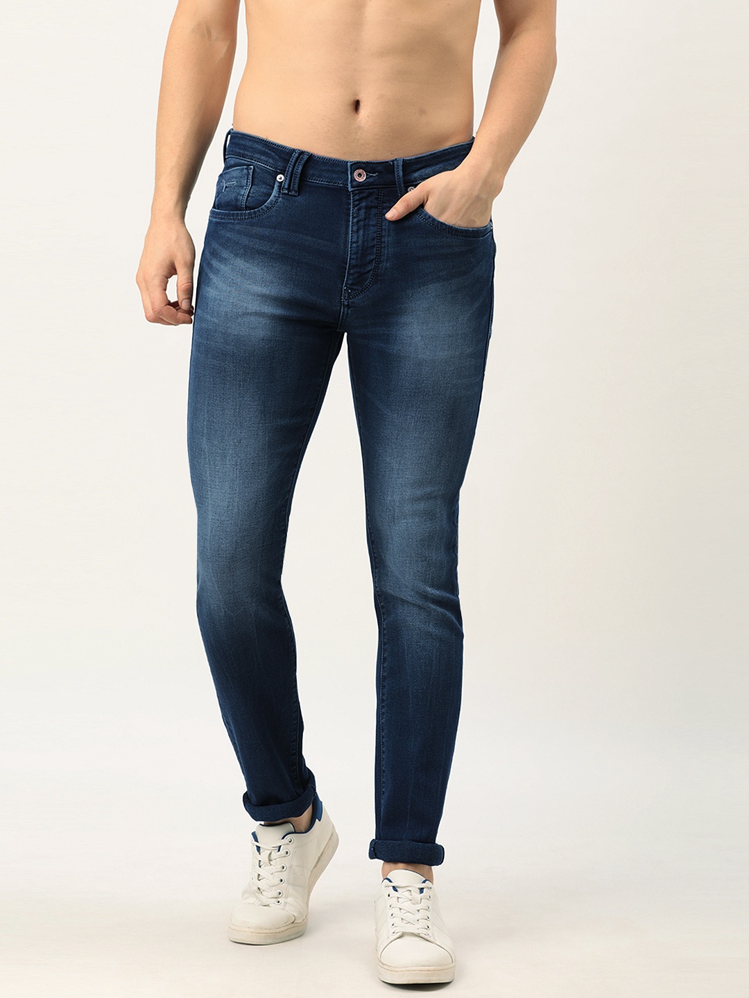 

Flying Machine Men Blue Micheal Slim Tapered Fit Heavy Fade Stretchable Jeans