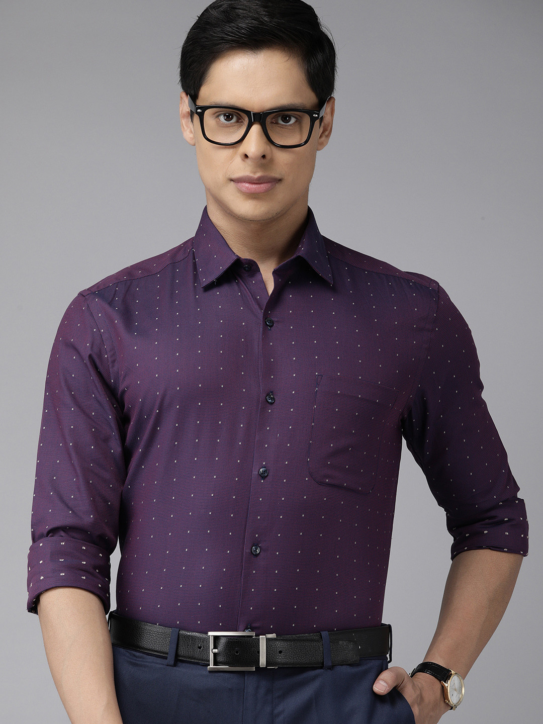 

Arrow Men Purple Slim Fit Printed Formal Shirt