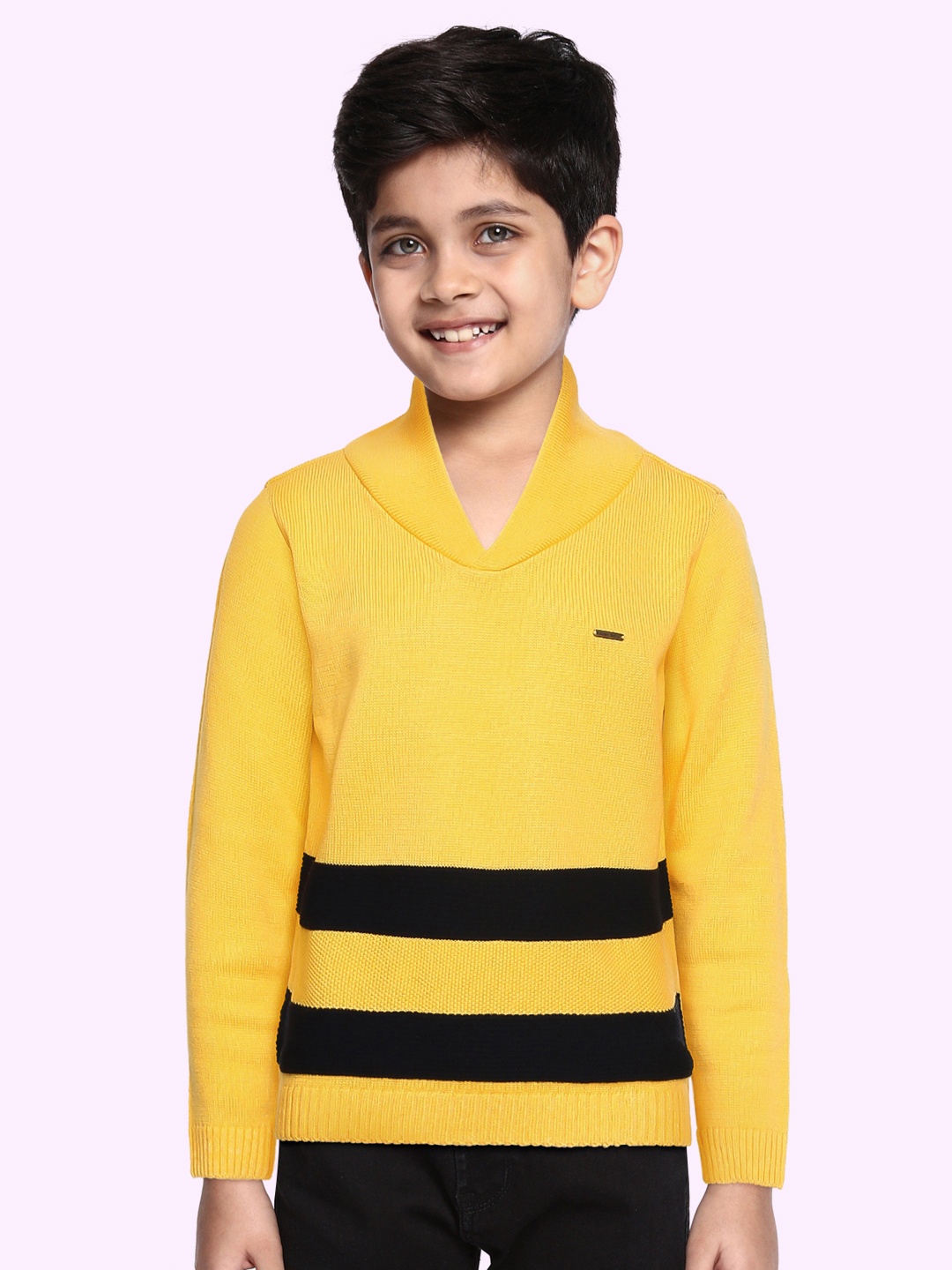 

Allen Solly Junior Boys Yellow Striped Pullover Sweater