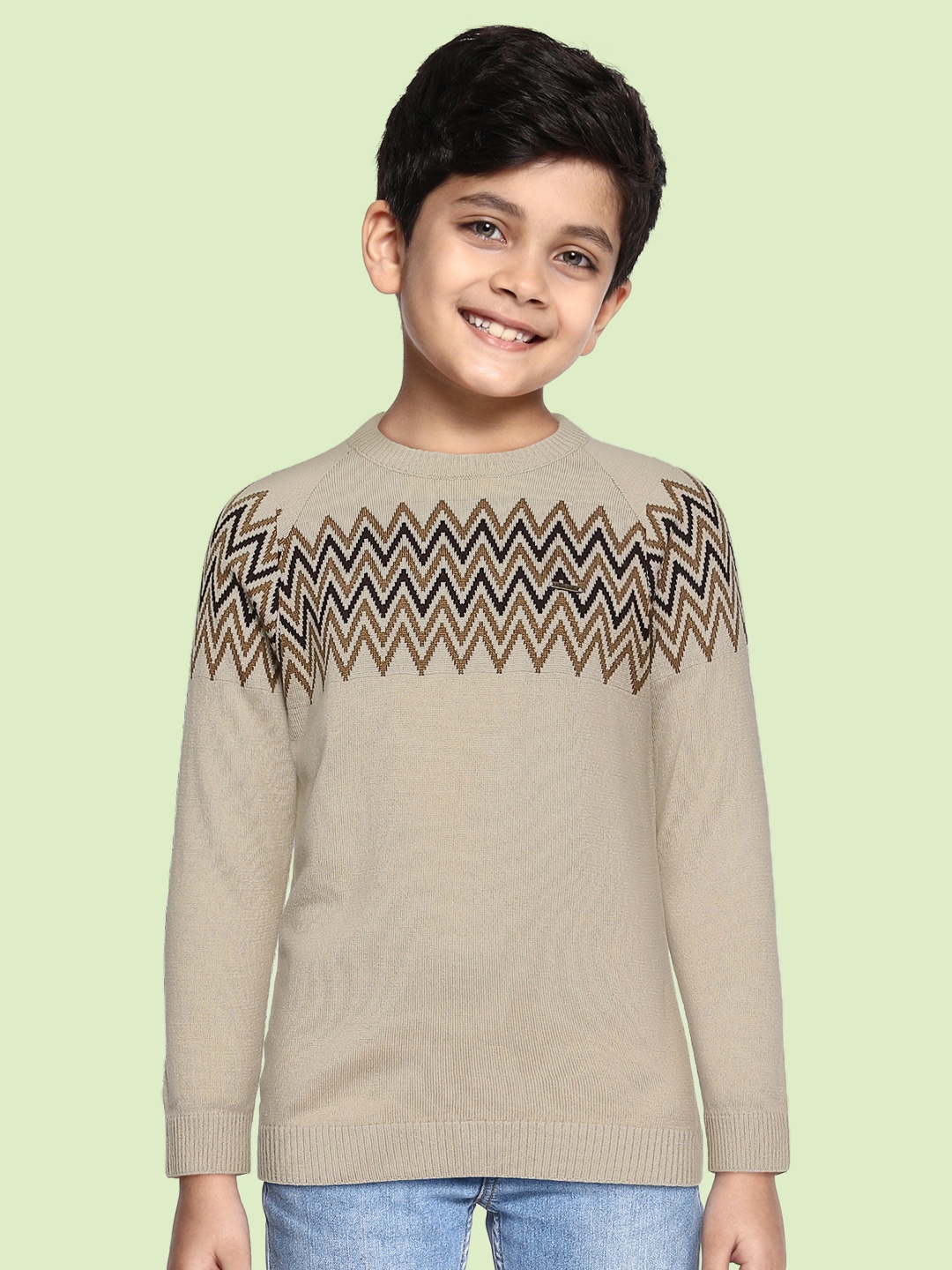 

Allen Solly Junior Boys Beige Self Design Pullover Sweater