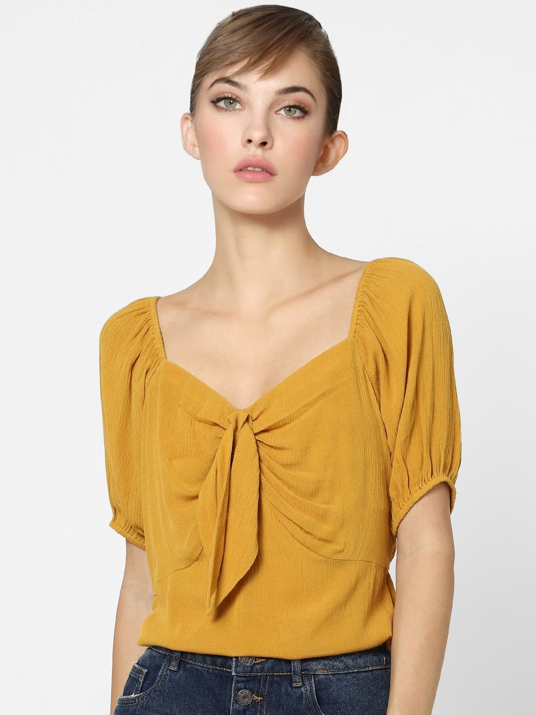 

ONLY Yellow Sweetheart Neck Top