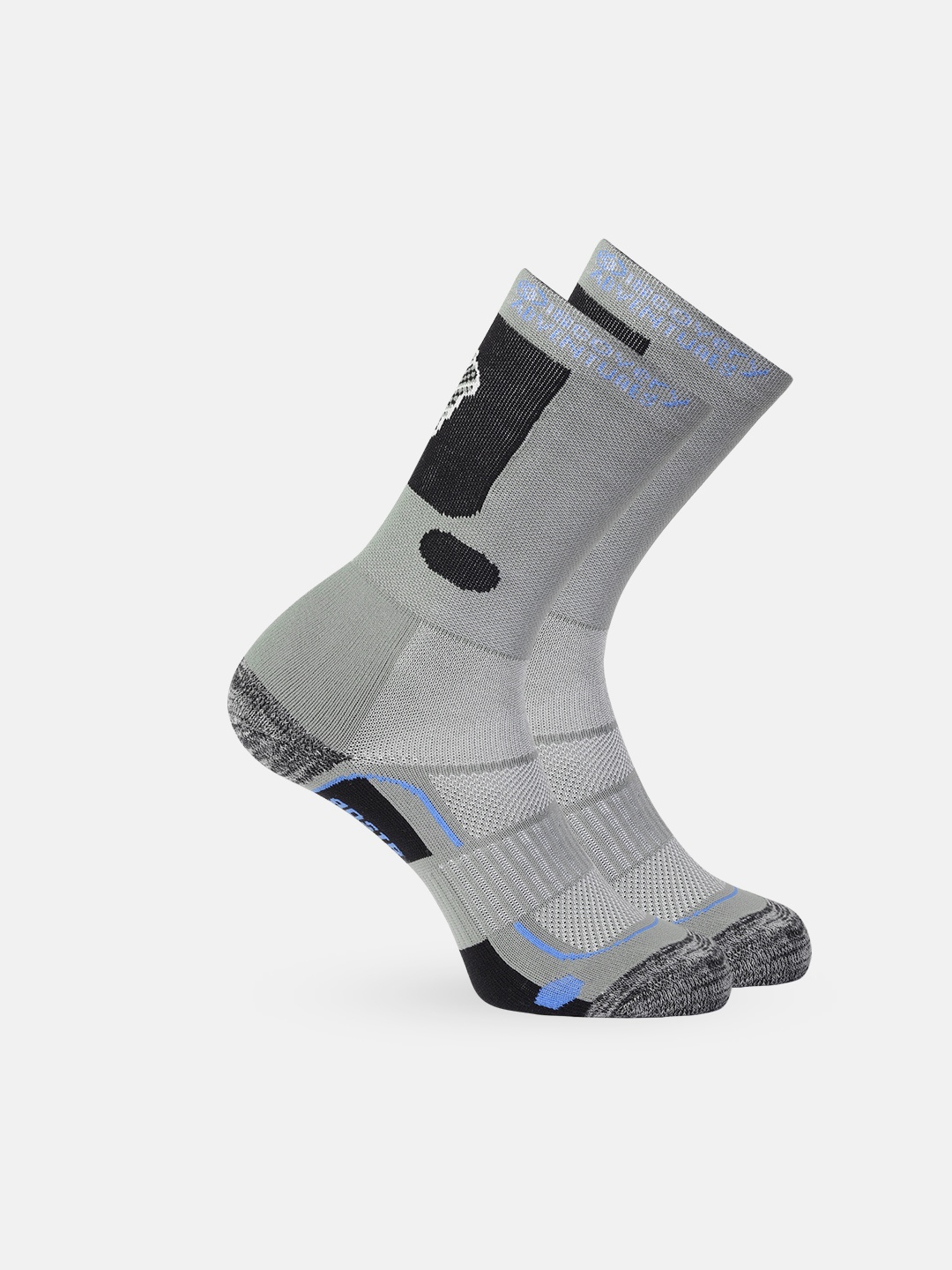 

Roadster x Discovery Adventures Men Grey Compression Crew Calf Length Socks Pack of 2
