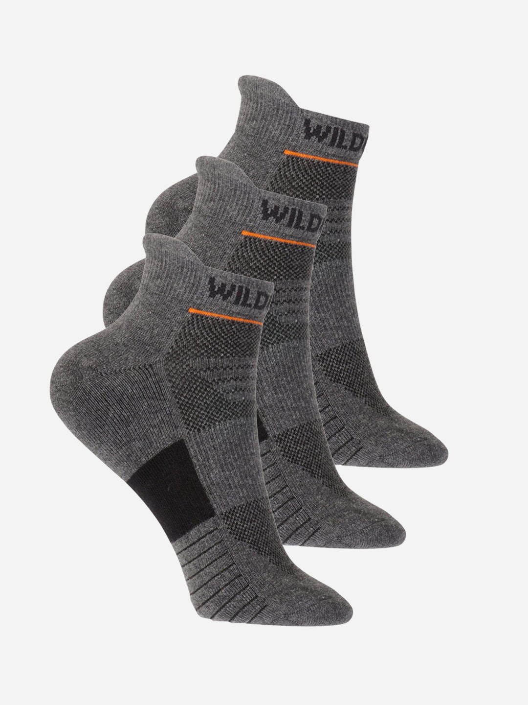 

Wildcraft Adults Grey & Black Pack of 3 Colourblocked Ankle Length Socks