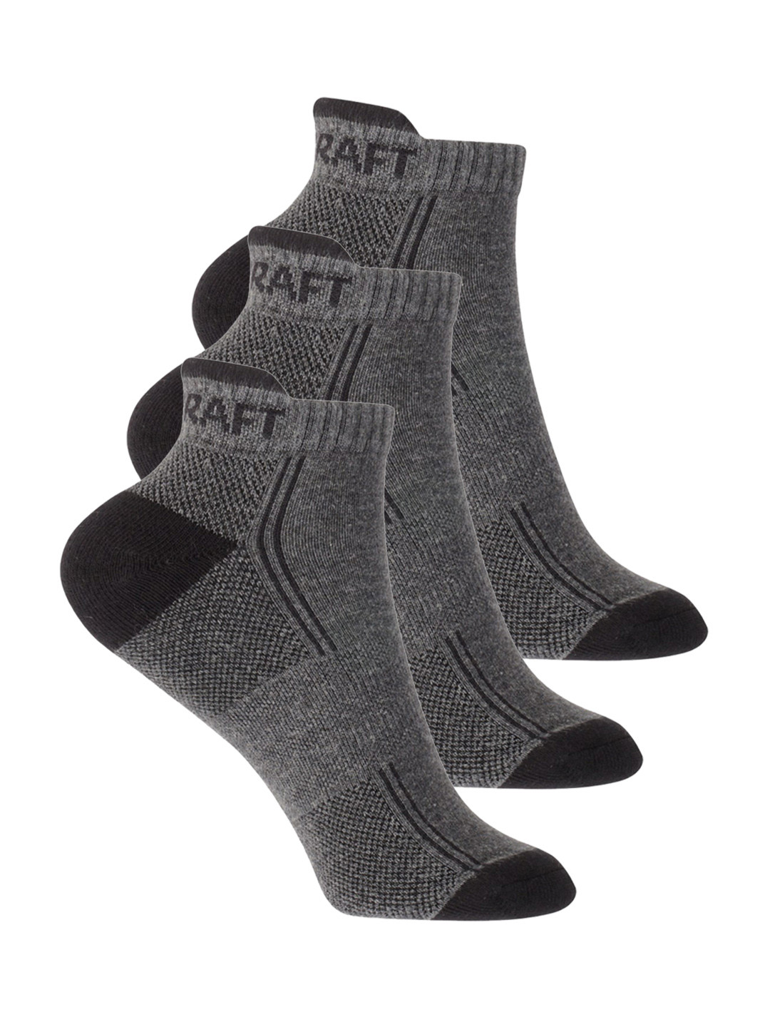 

Wildcraft Adults Grey & Black Pack of 3 Colourblocked Ankle Length Socks