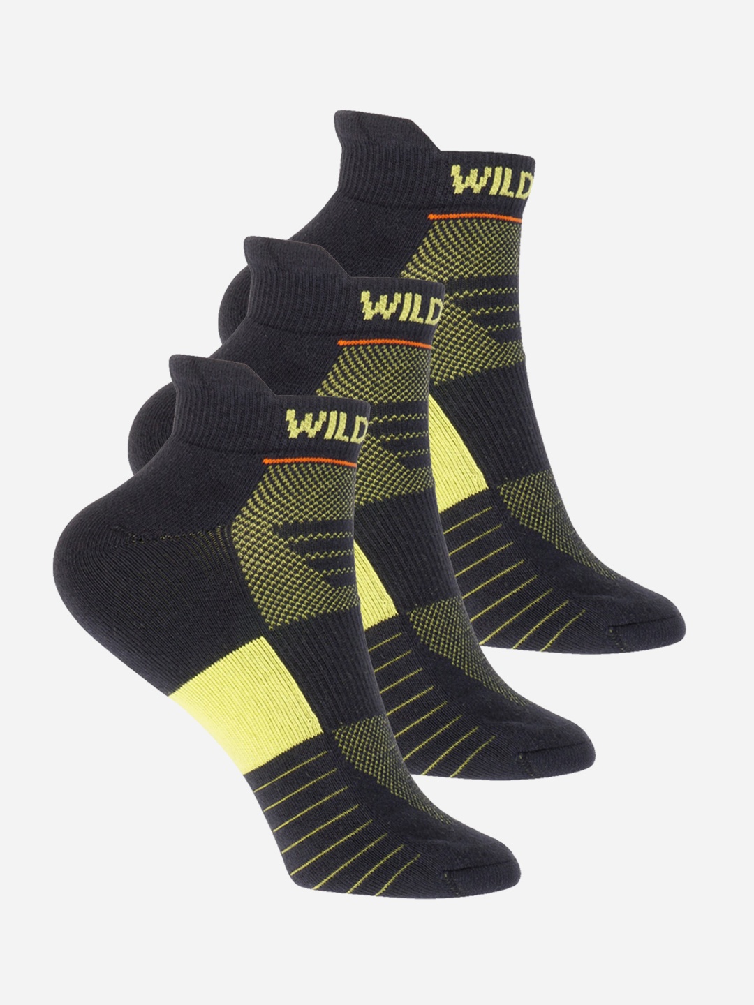 

Wildcraft Adults Navy Blue & Yellow Pack of 3 Colourblocked Ankle Length Socks