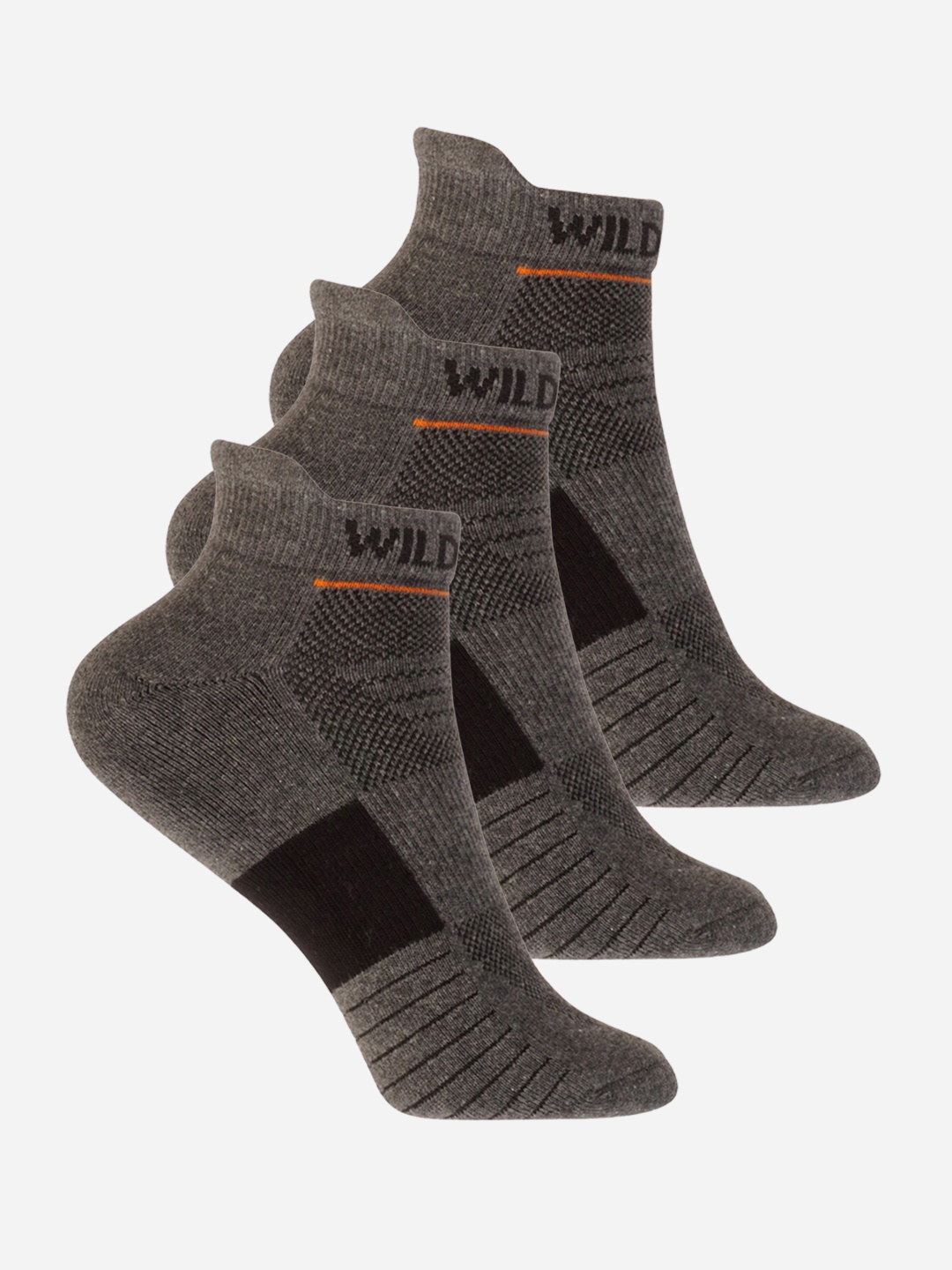 

Wildcraft Adults Grey & Black Pack of 3 Colourblocked Ankle Length Socks