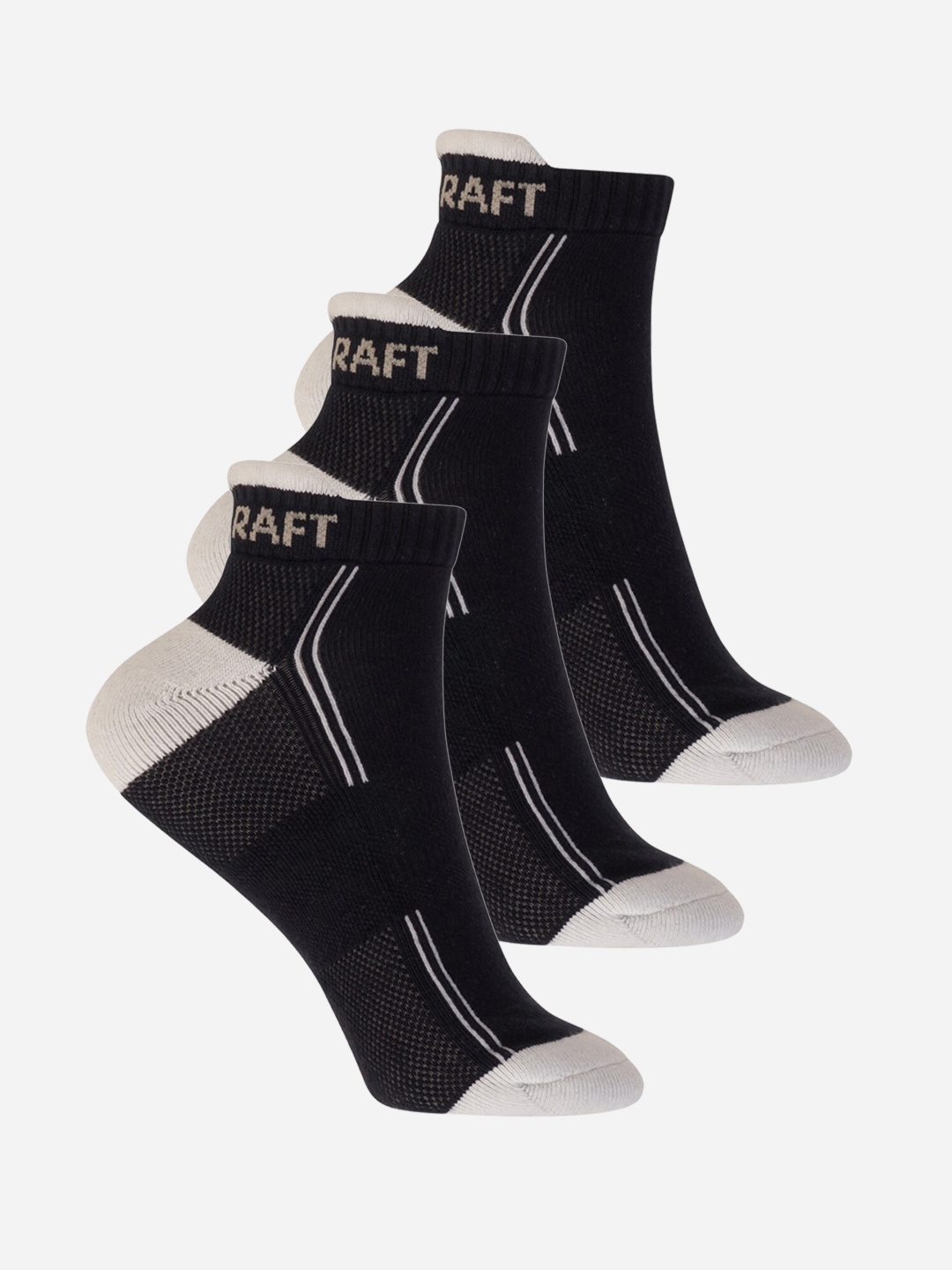 

Wildcraft Adults Navy Blue & Grey Pack of 3 Colourblocked Ankle Length Socks