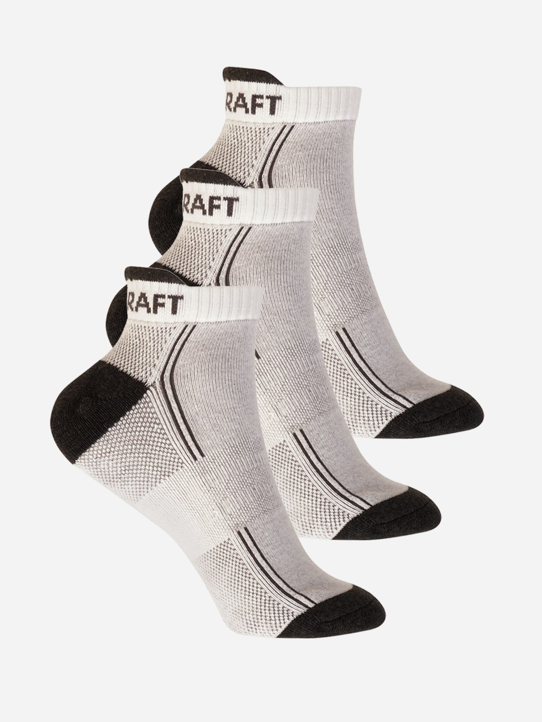 

Wildcraft Adults White & Charcoal Grey Pack of 3 Colourblocked Ankle Length Socks