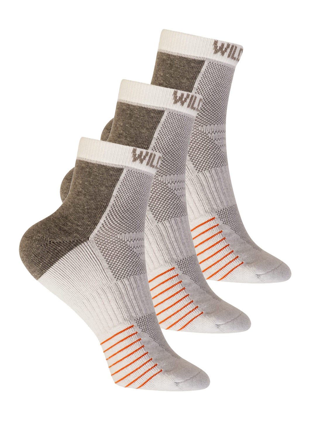 

Wildcraft Adults White & Light Grey Pack of 3 Colourblocked Above Ankle Length