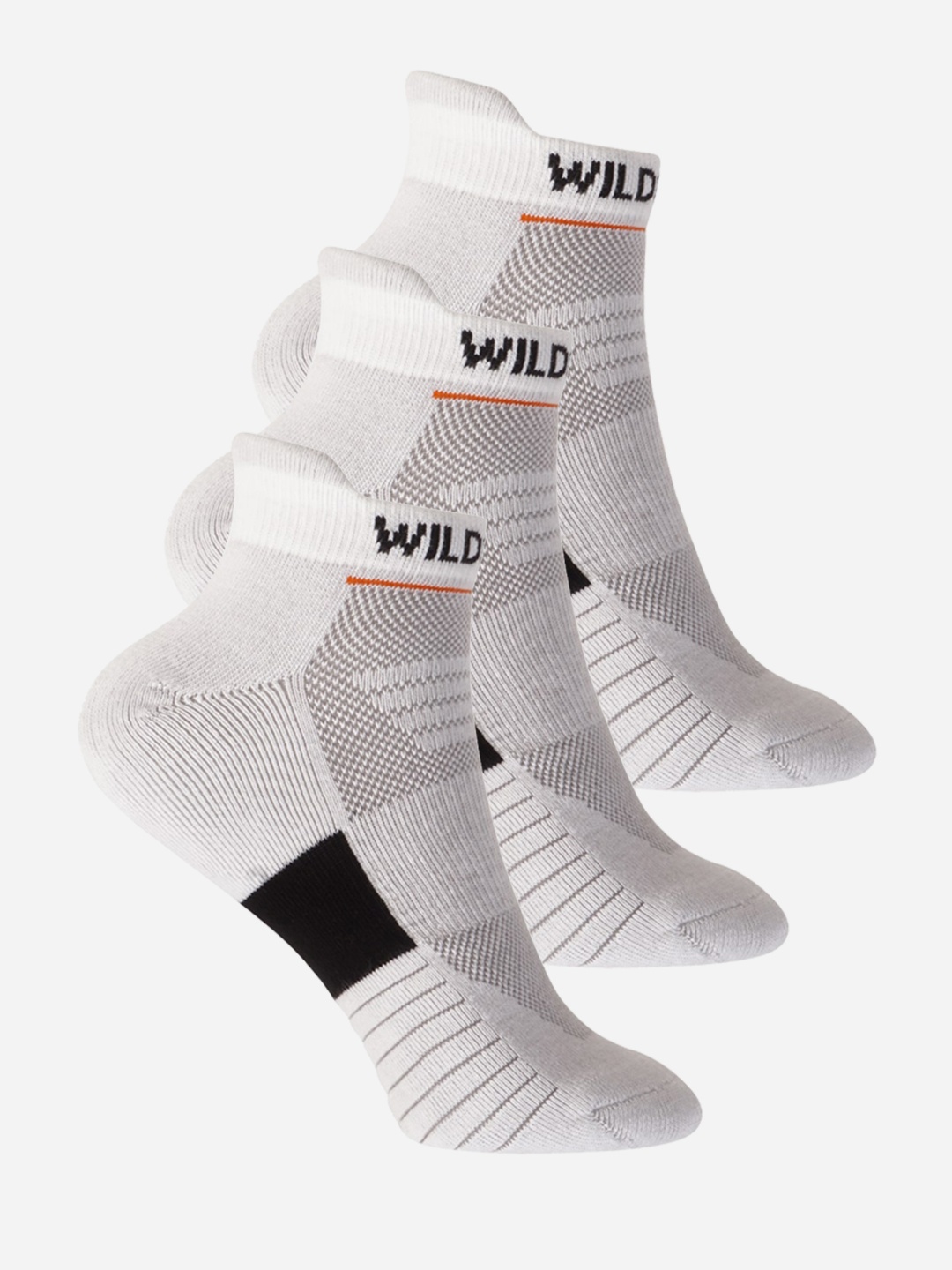 

Wildcraft Adults White & Black Pack of 3 Colourblocked Ankle Length Socks