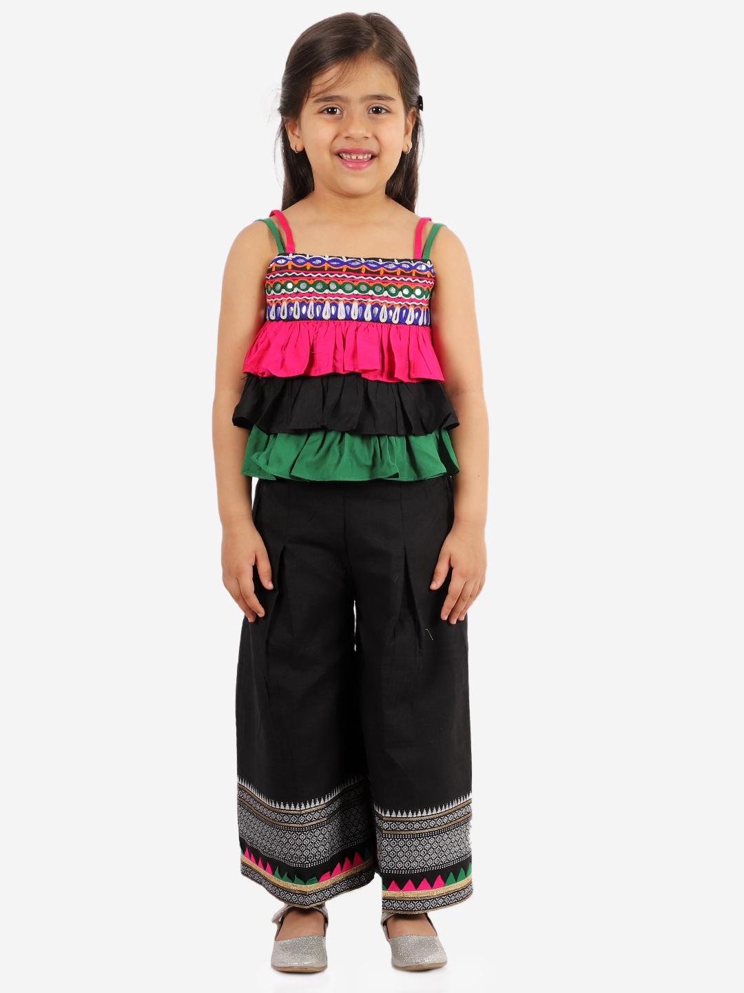 

Twisha Girls Black & Green Embellished Top with Palazzos