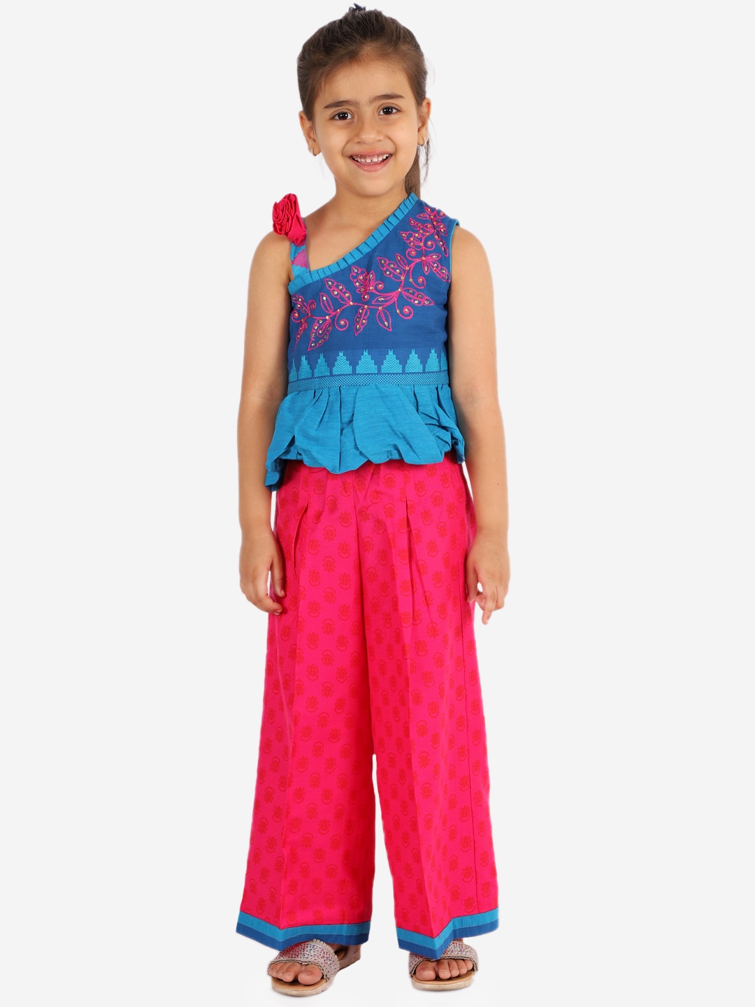 

Twisha Girls Blue & Pink Embellished Top with Palazzos