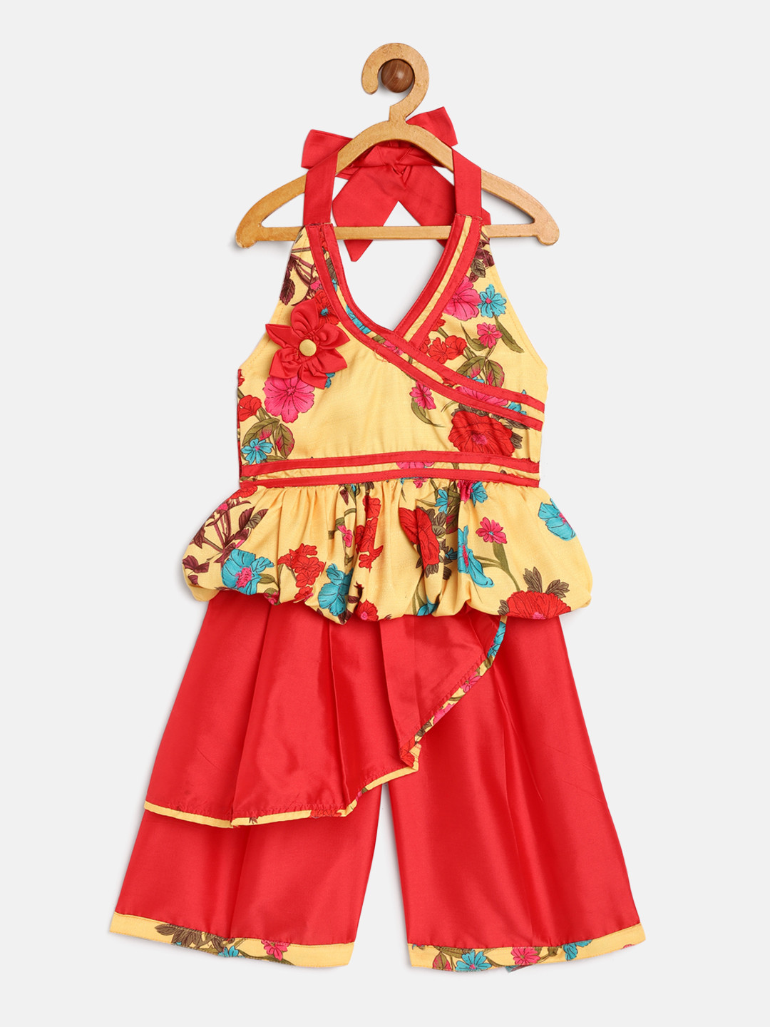 

Twisha Girls Yellow & Red Printed Top with Palazzos