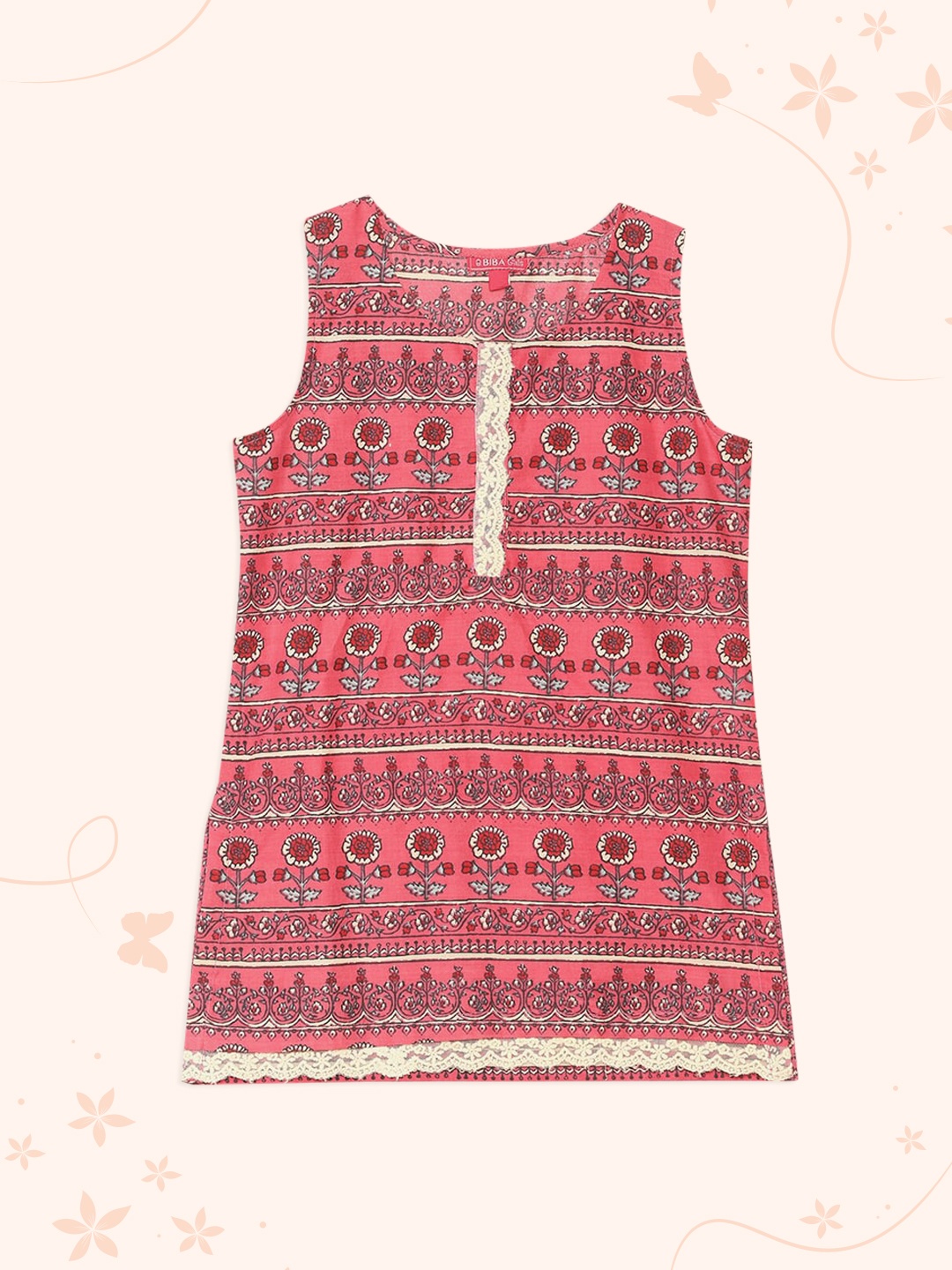 

Biba Girls Pink Printed A-Line Dress