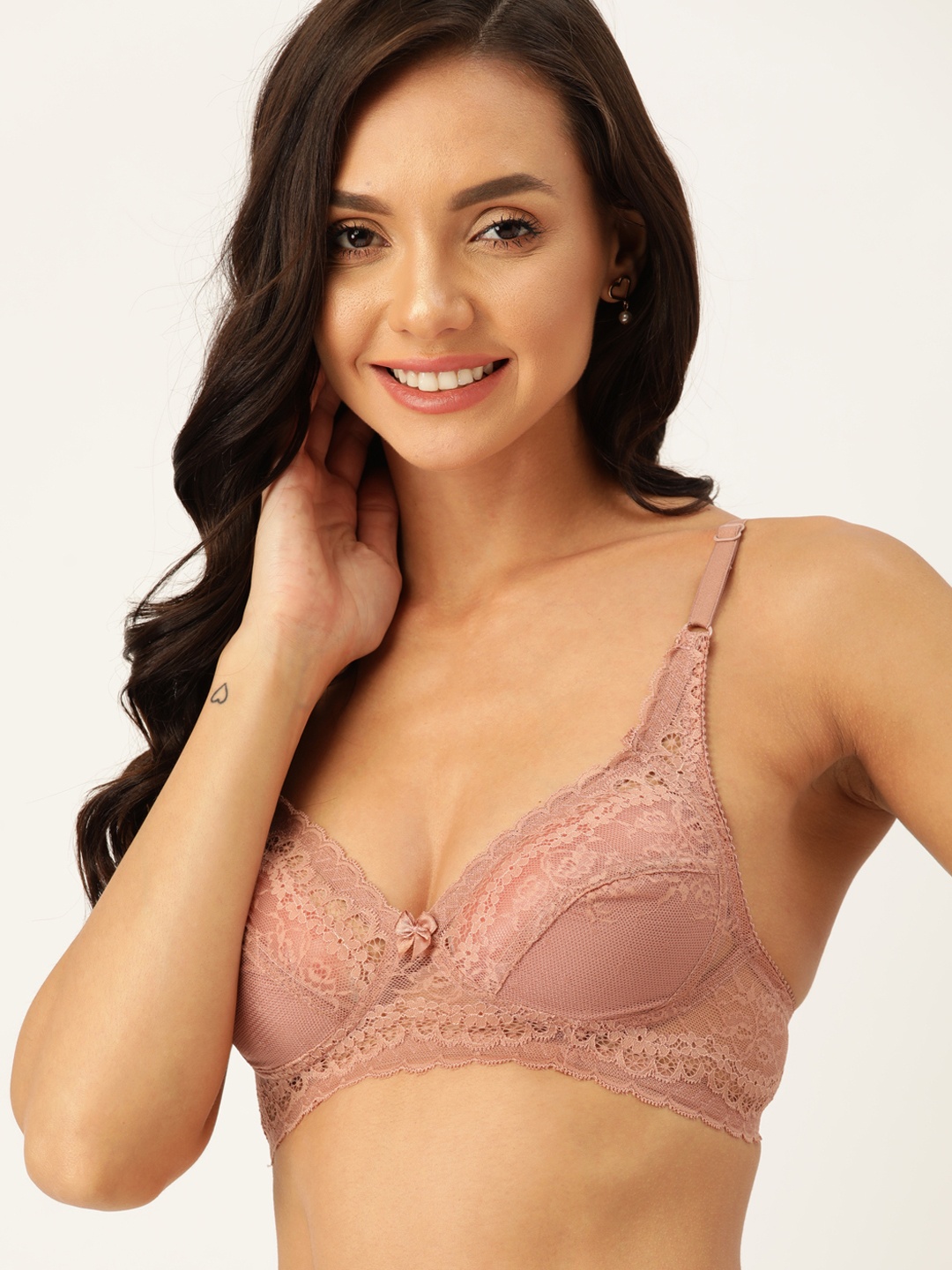 

DressBerry Taupe Floral Lace Everyday Bra - Medium Coverage