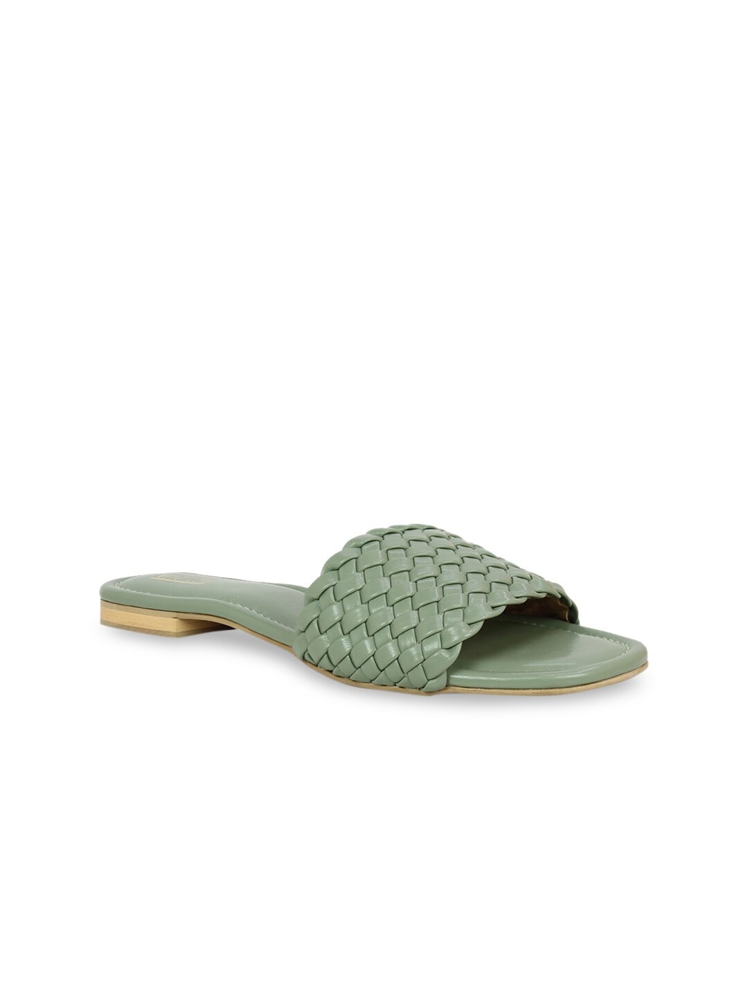 

Inc 5 Women Green Woven Design Open Toe Flats