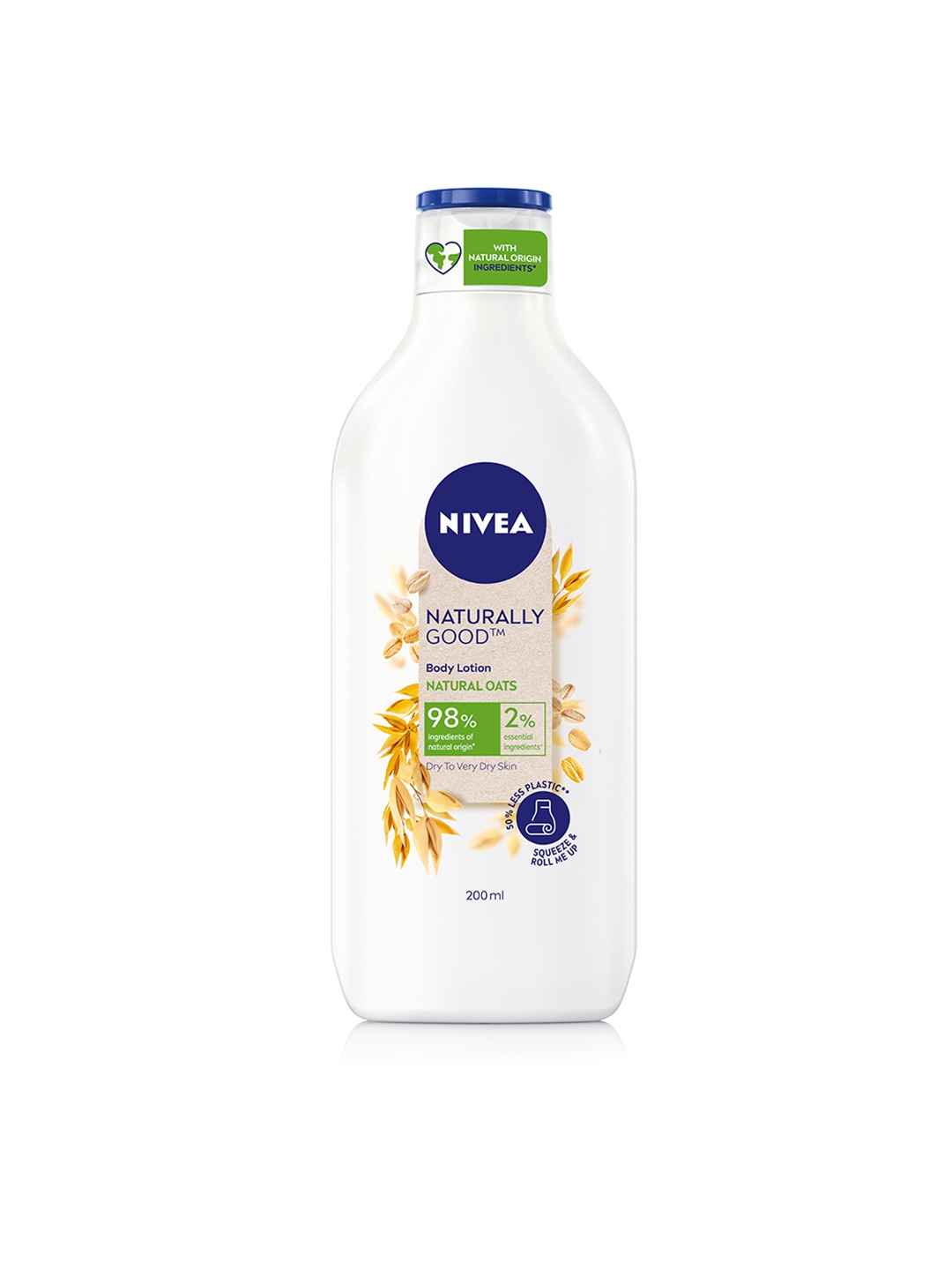 

Nivea Naturally Good Natural Oats Sustainable Body Lotion for Dry to Very Dry Skin 200 ml, White