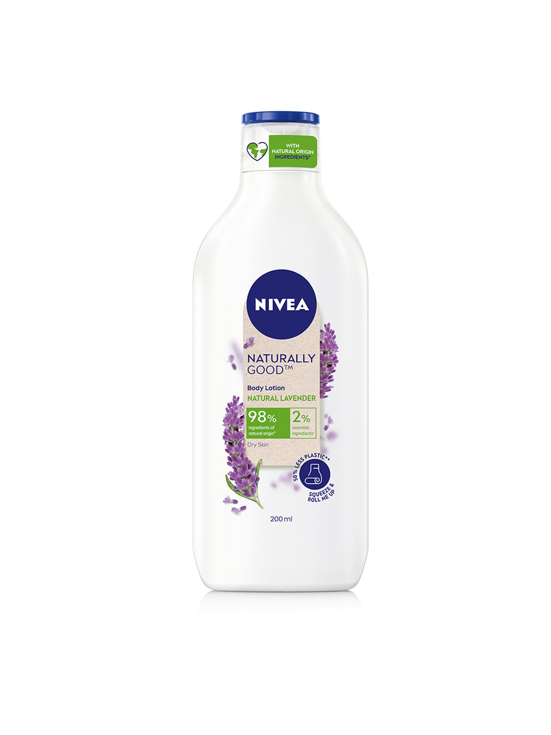 

Nivea Naturally Good Natural Lavender Sustainable Body Lotion for Dry Skin 200 ml, White