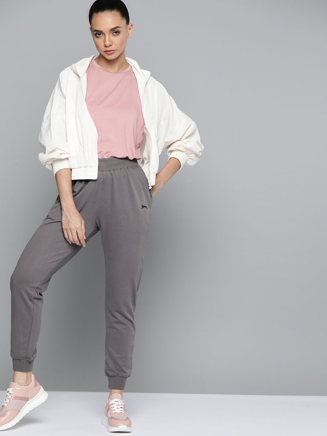 

Slazenger Women Grey Solid Joggers