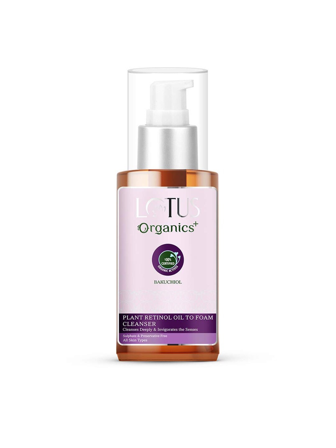 

Lotus Organics Bakuchiol Plant Retinol Oil To Foam Cleanser for All Skin Types - 100ml, Pink