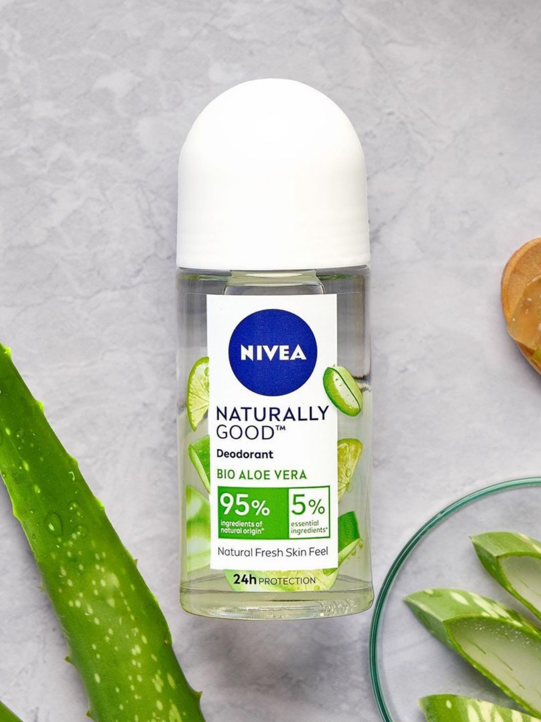 

Nivea Naturally Good Bio Aloe Vera Sustainable Roll On Deodorant 50 ml, Transparent