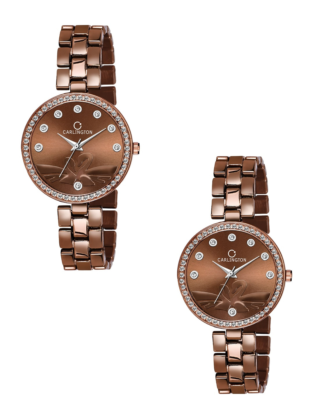 

CARLINGTON Set of 2 Women Brown Analogue Watch Combo 2X Duck Brown