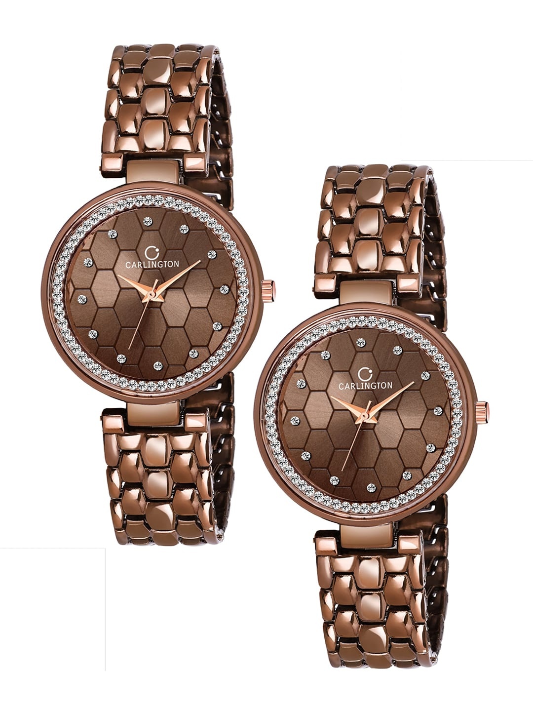 

CARLINGTON Set of 2 Women Brown Analogue Watch Combo 2X Hexa Brown