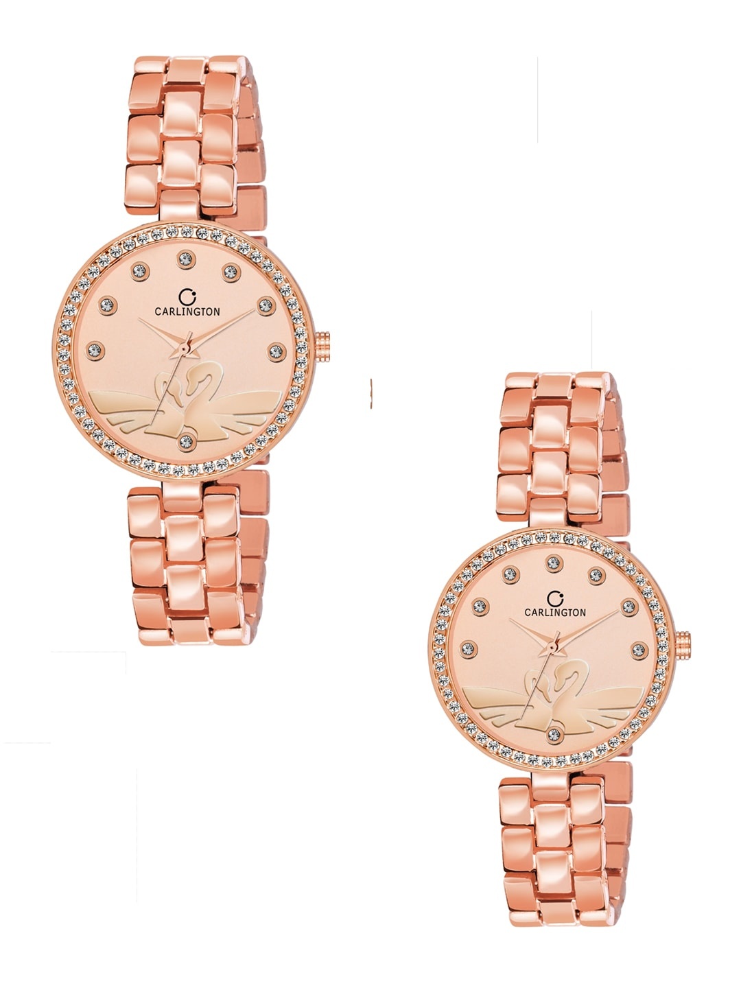 

CARLINGTON Set of 2 Women Rose Gold Analogue Watch Combo 2X Duck RoseGold