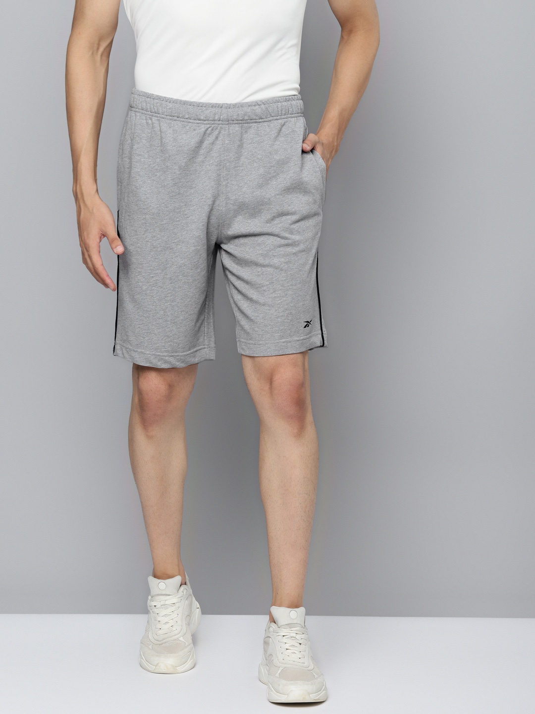 

Reebok Men Grey Mid-Rise ENH Vec Training or Gym Sports Shorts