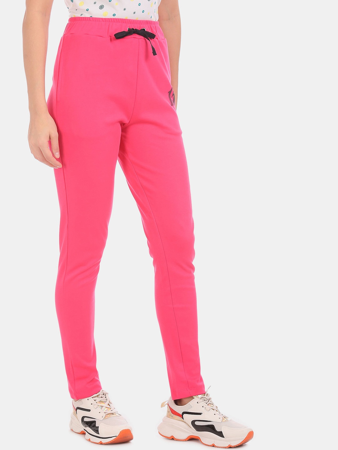 

Sugr Women Pink Solid 100% Cotton Track Pants