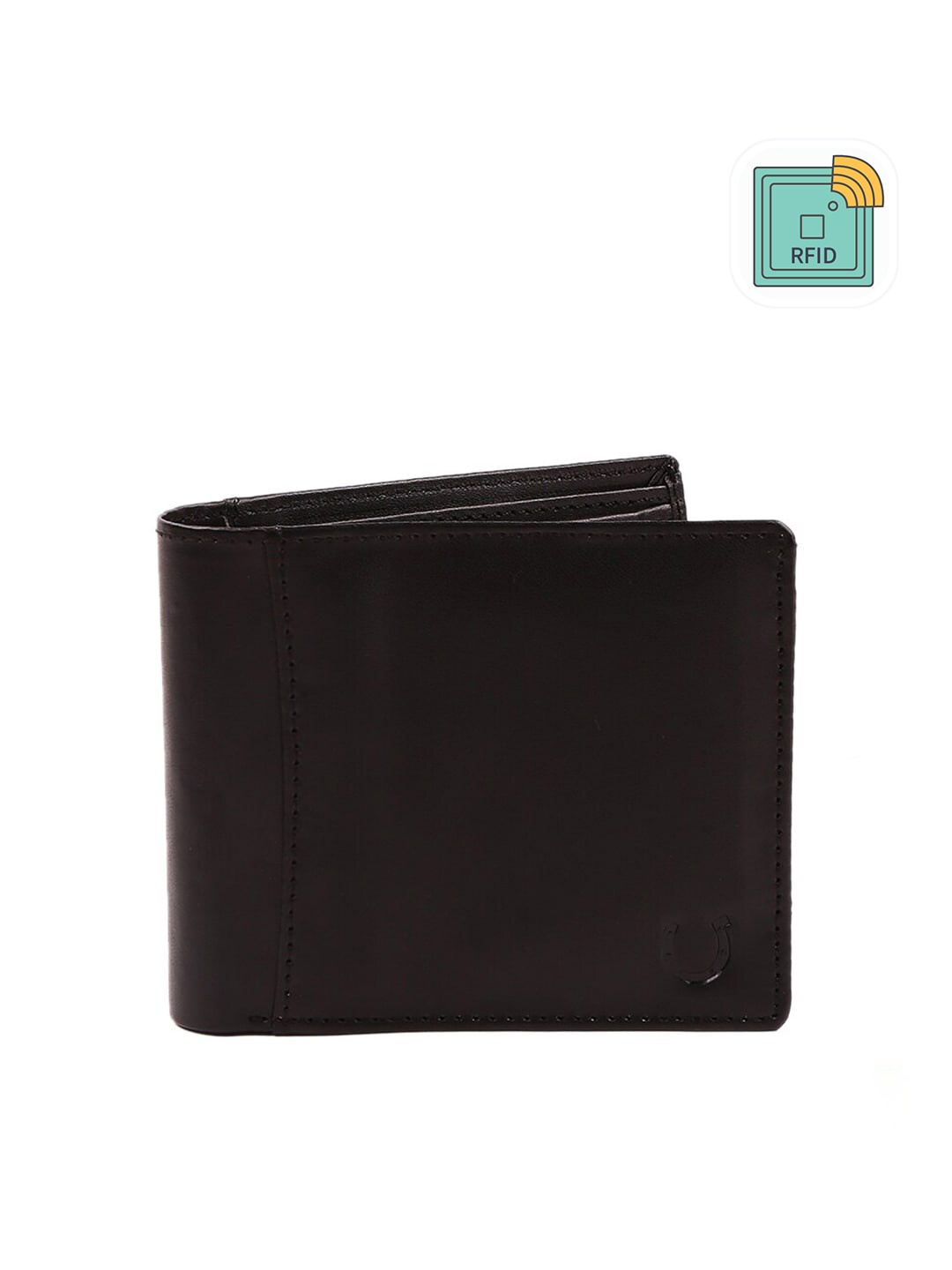 

Blacksmith Men Black Solid RFID Two Fold Wallet
